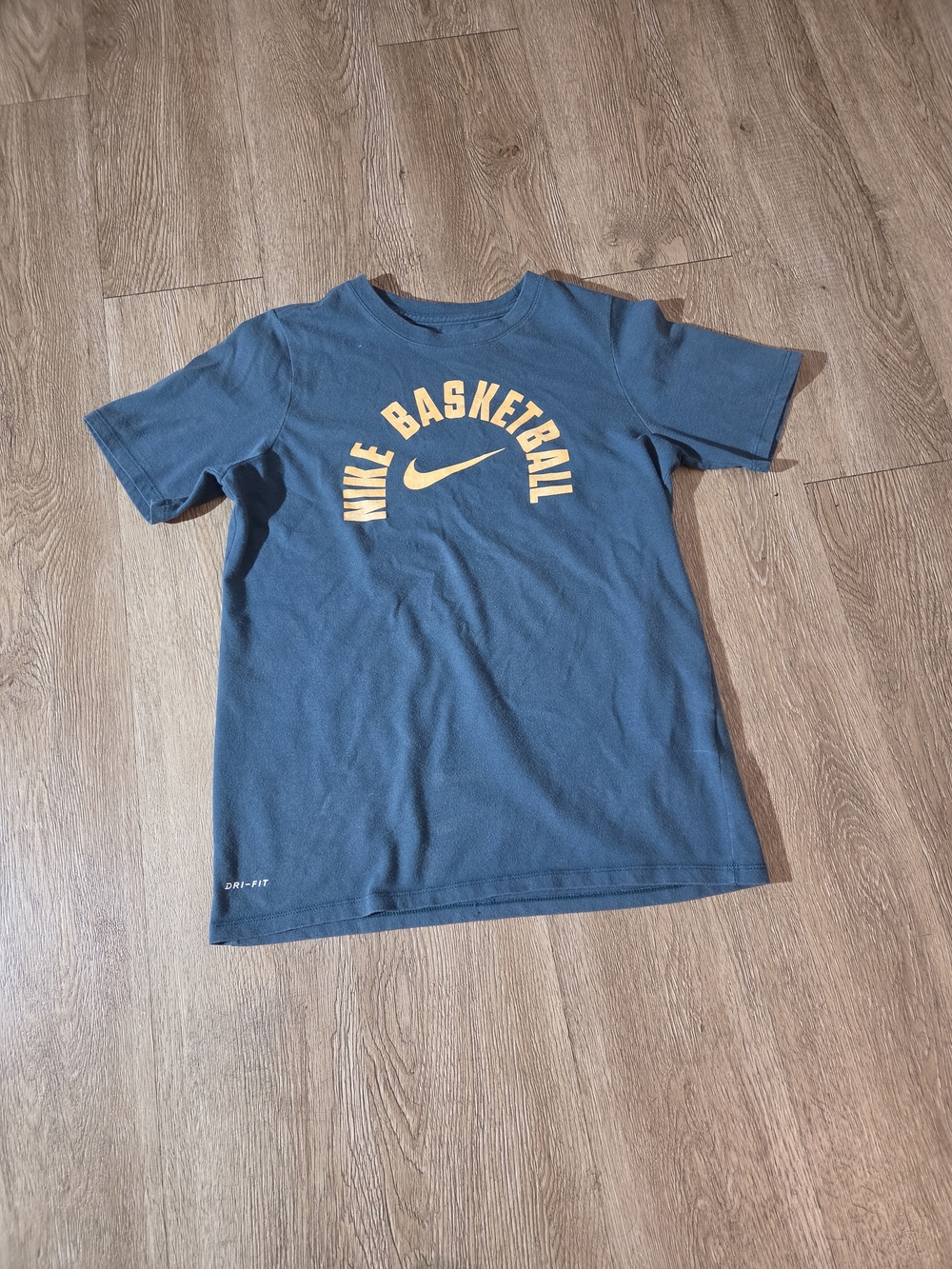 Nike Blue Short-Sleeve Basketball Tee with Yellow Logo